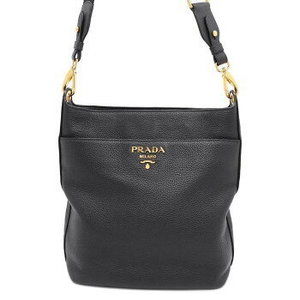 PRADA Shoulder Bag Leather Black